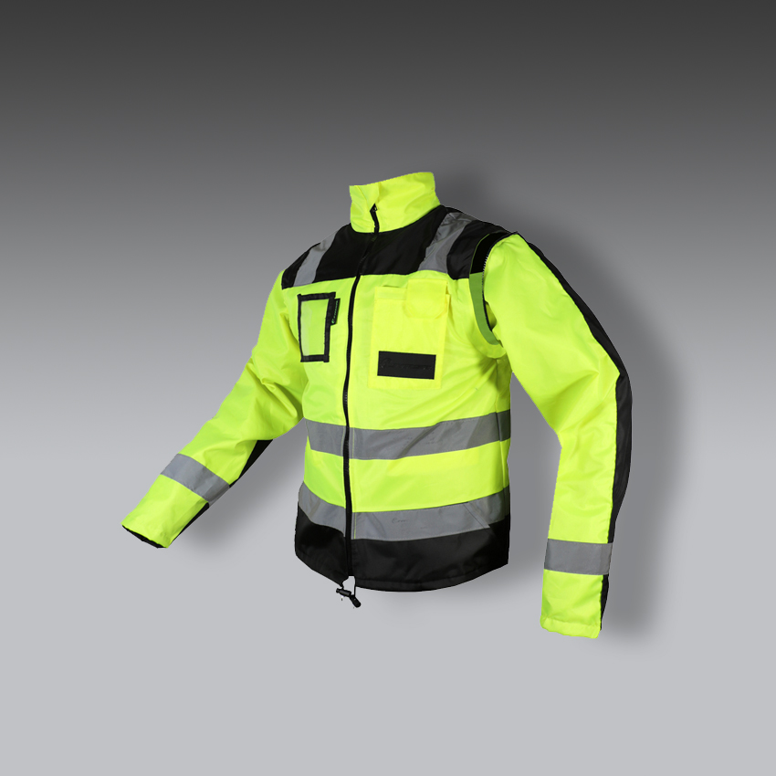 chalecos para la seguridad industrial chaqueta ejecutiva con mangas desprendibles ecofriendly modelo eco 1420amncr marca jyrsa