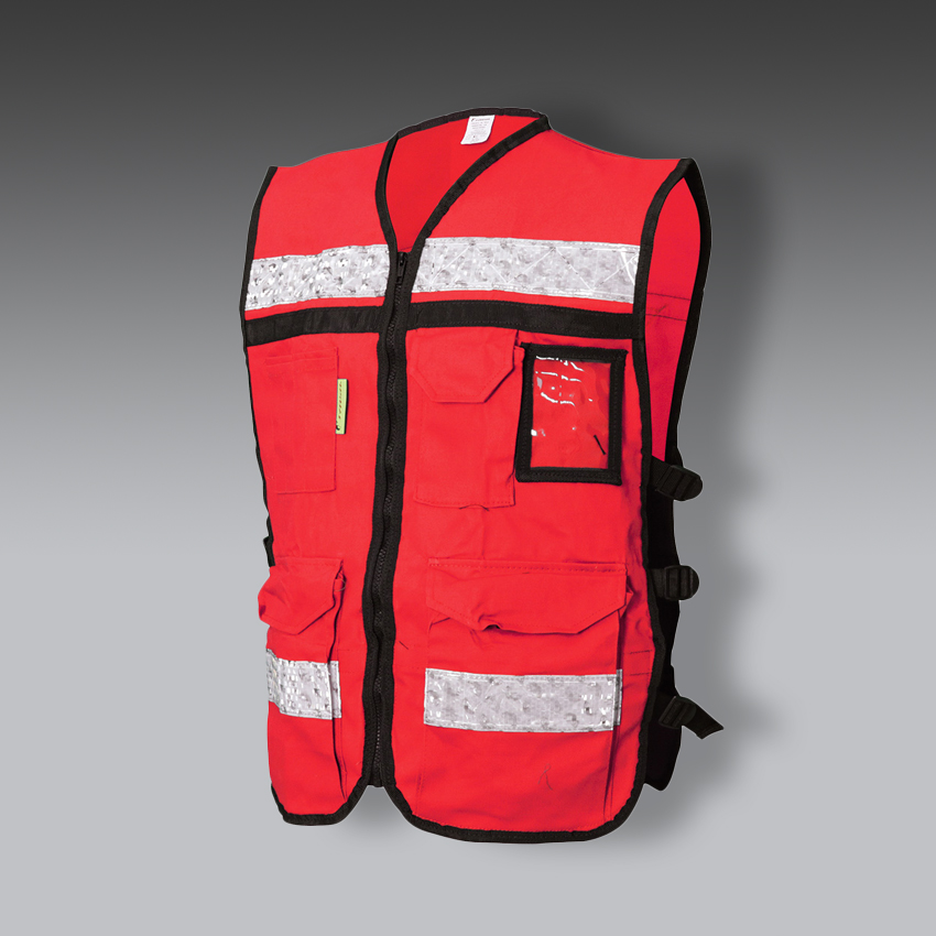chalecos para la seguridad industrial rescatista de gabardina modelo sr 2020rcr marca jyrsa
