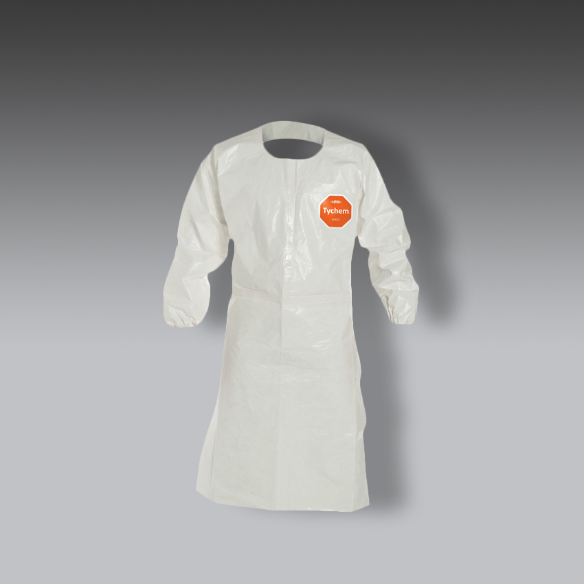 trajes para la seguridad industrial dupont tychem 4000 delantal con mangas largas modelo sl275t marca tyvek