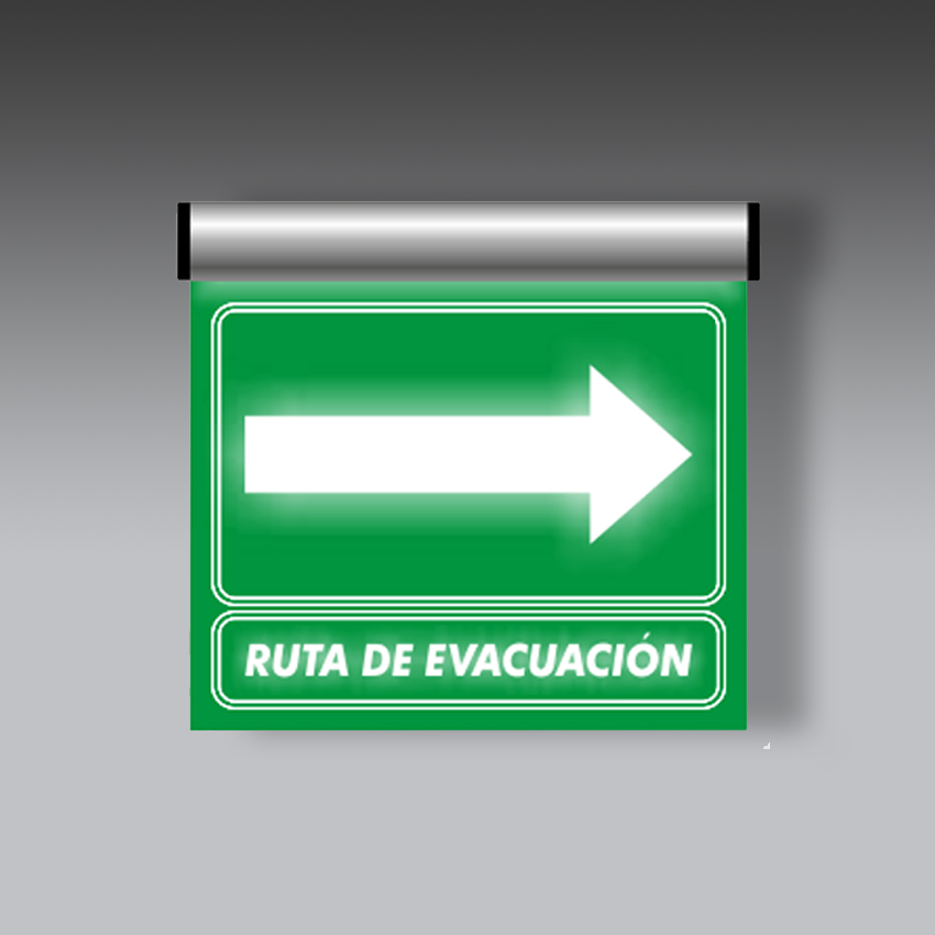 letreros para la seguridad industrial ruta de evacuacion derecha perfil con luz led modelo modelo 193 marca extinpar