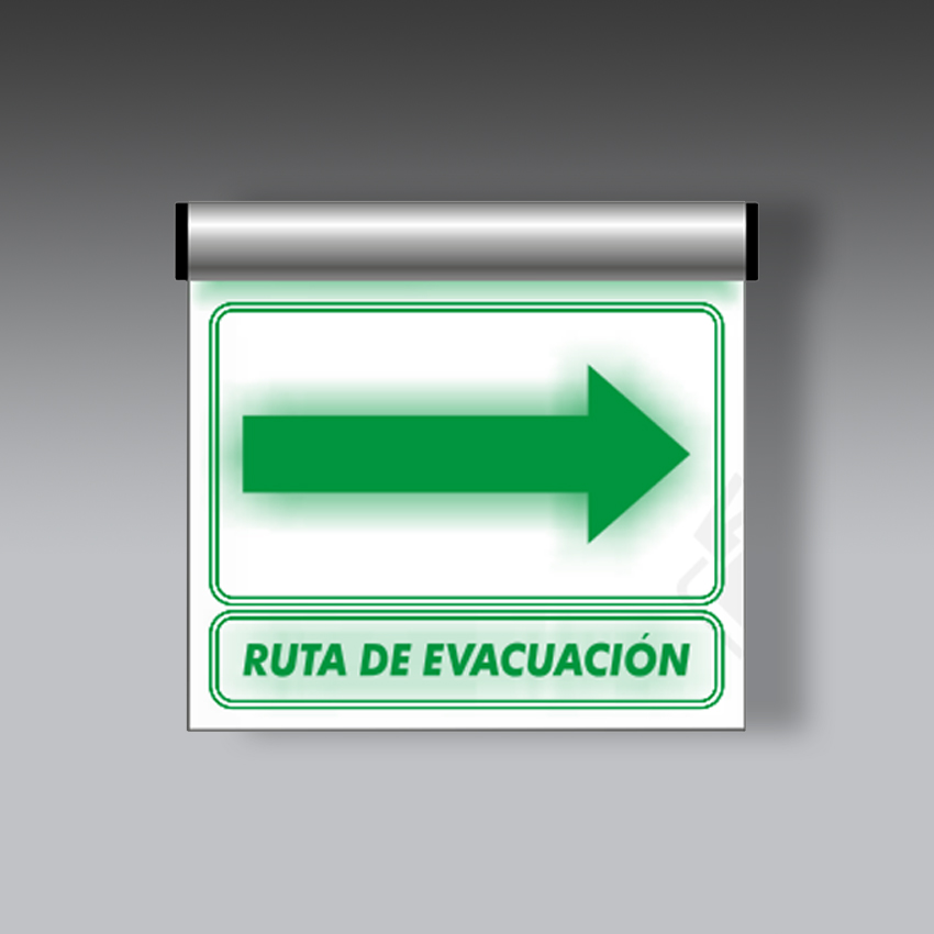 letreros para la seguridad industrial ruta de evacuacion derecha perfil con luz led modelo modelo 195 marca extinpar
