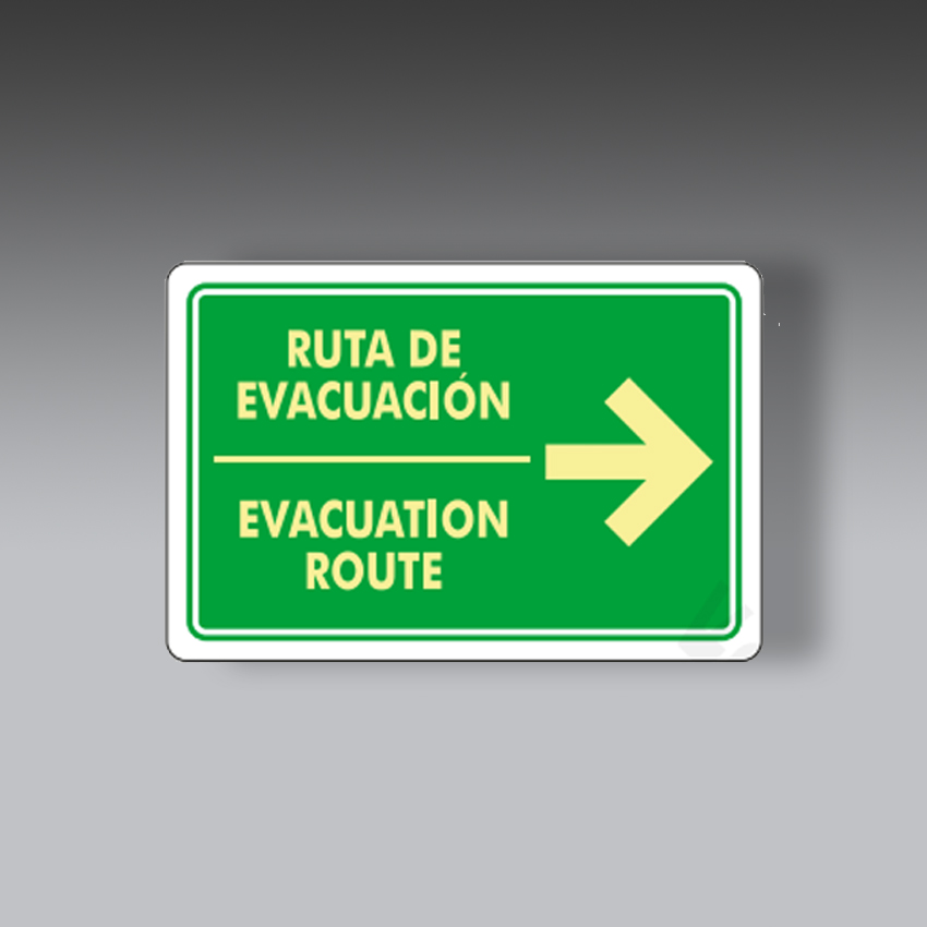 letreros para la seguridad industrial ruta de evacuacion evacuation route derecha modelo modelo 136 marca extinpar