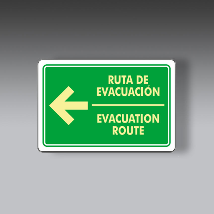 letreros para la seguridad industrial ruta de evacuacion evacuation route izquierda modelo modelo 137 marca extinpar