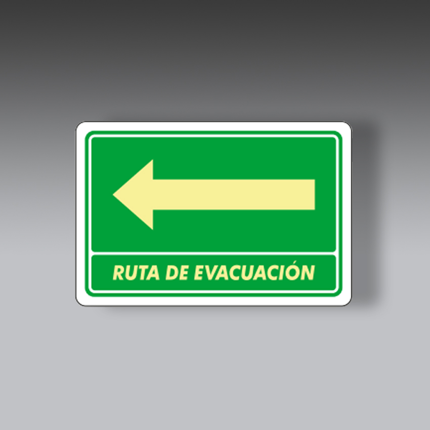letreros para la seguridad industrial ruta de evacuacion izquierda 20x30cm modelo modelo 134 marca extinpar
