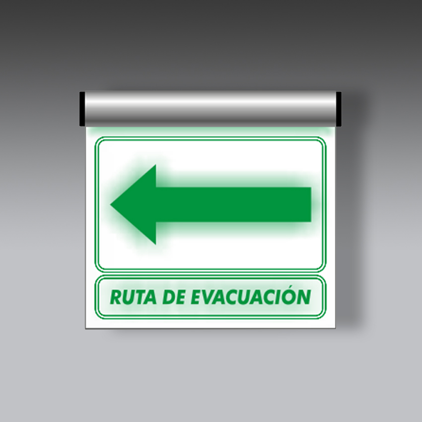letreros para la seguridad industrial ruta de evacuacion izquierda perfil con luz led modelo modelo 196 marca extinpar